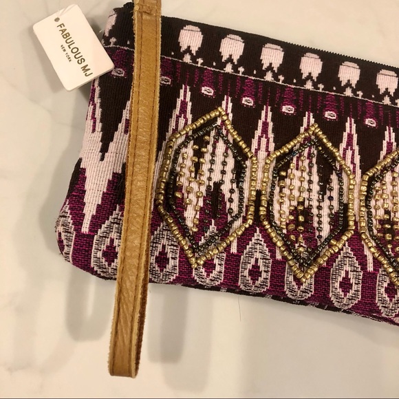 Beaded Canvas Wristlet - Picture 2 of 5